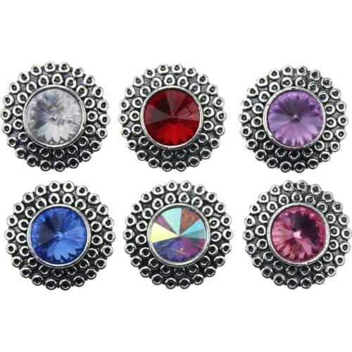 10pcs/lot Hot wholesale New Round 18mm Snap Buttons Fit Snap Bracelet Colorful Rhinestone DIY Snaps Jewelry