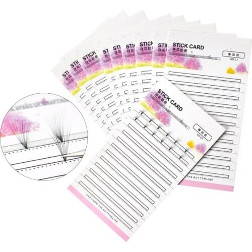 100sets 10pc card + 1pc Double sided tape eyelash stple stick card Eyelash extension tool save eyelash