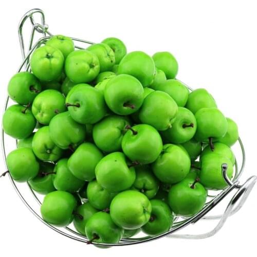 Gresorth 100pcs Artificial Green Apples Fake Fruit Apple Home Party Christmas Tree DIY Decoration Model