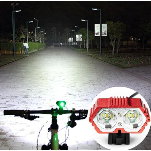 8000LM 2 X T6 LED Flashlight Front Bicycle Headlight Waterproof USB Bike Light Dual Lamps Torch for Cycling Easy installation