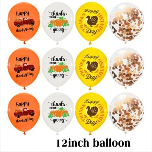 20pcs Thanksgiving Party Decorations Turkey Maple Leaf Pumpkin Latex Balloon 12 Inch