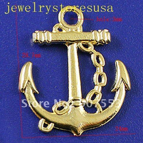 20pcs gold tone anchor pendants beads H0107