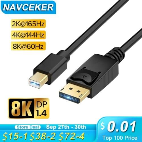 2020 Best 4K@144Hz DP 1.4 PC cable Thunderbolt 2K@165Hz Mini DP to DP cable 1.4 8K Mini Displayport DP 1.4 cable for MacBook Pro