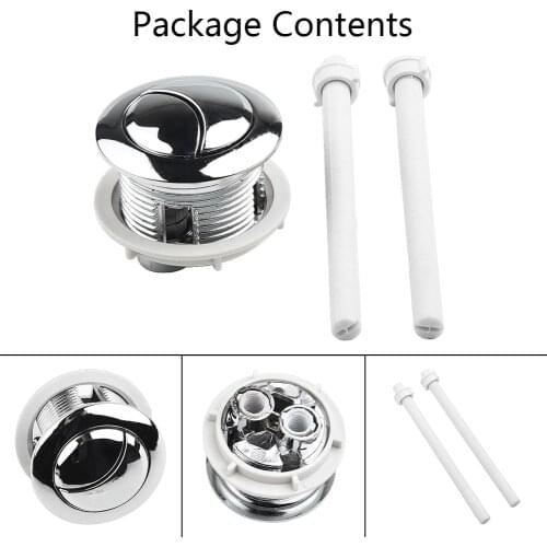 38/48/58mm Dual Push Button Flush Toilet Water Tank Double Crescent Shape 2 Rod Toilet Seat Water Tank Valve Toilet Water Switch