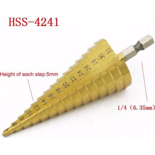 4-32 HSS 4241 Steel Step Cone Titanium Coated Drill Bit Cut Tool Set Hole Cutter for Soft metal