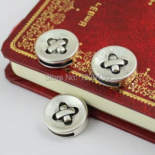 50pcs/lot Silver Tone Slider Beads,for Bracelet Necklace Beads DIY Accessories 18x18x5mm Hole:13x2mm (K00565)