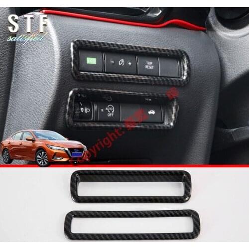 Carbon Fiber Style Interior Accessories Control Headlight Switch Button Panel Cover Trim For Nissan Sylphy MK14 2019 2020