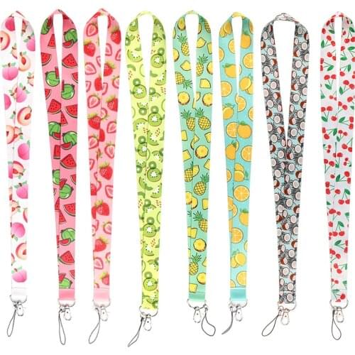 CA479 Mix Fruit Lanyard for Keys Cute Watermelon Lemon Phone Strap Pineapple Strawberry ID Badge Holder Fashion Gifts