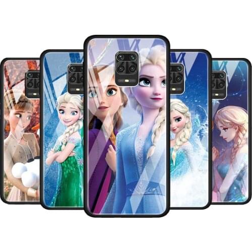 Disney Princess Aisha Ann for Xiaomi Redmi Note 10 Pro Max 10S 9T 9S 9 8T 8 7 Pro 5G Luxury Tempered Glass Phone Case Cover