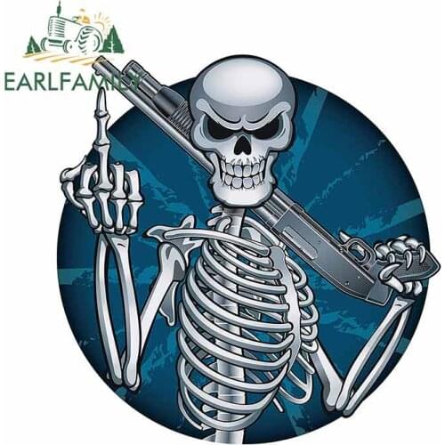 EARLFAMILY 13cm x 12.6cm Skeleton Funny Car Stickers Creative Graphics Cartoon Decal Waterproof Vinyl Material