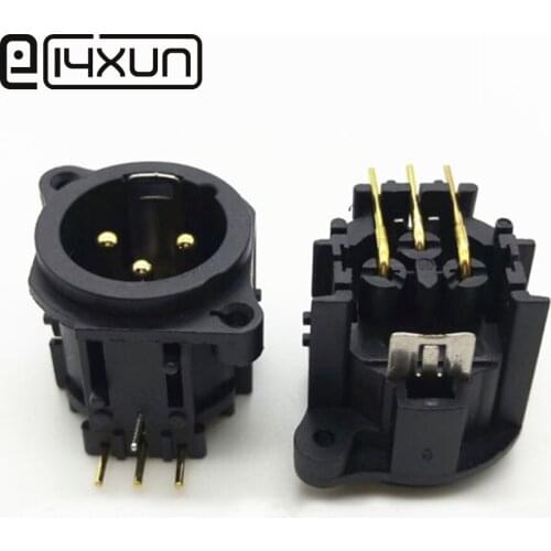 EClyxun 2Pcs/lot Gold XLR 3Pin Female Right Angle Chassis PCB Panel Socket Connector for Mic
