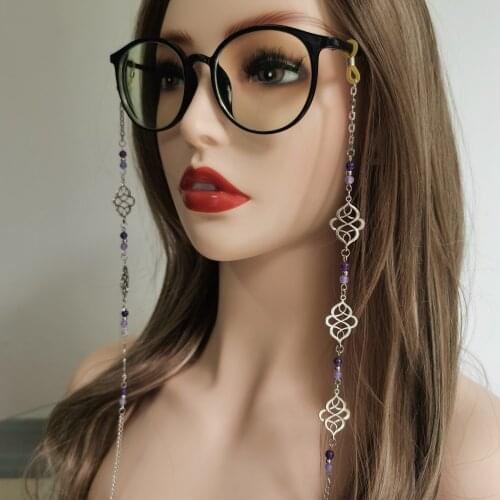 Purple Celtic Glasses Chain Jade Glasses Chain Beaded Spectacles Chain Wiccan Glasses Chain Pagan Glasses Chain