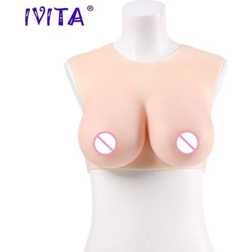 IVITA 100% Silicone Breasts Realistic Fake False Boobs Enhancer E Cup for Crossdresser Transgender Drag Queen Shemale Cosplay