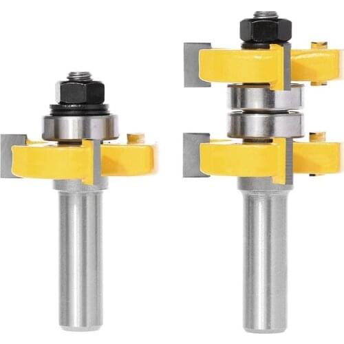 New 2pcs T-shape Wood Milling Cutter 1/2" Shank Tongue Groove Router Bit 3Teeth End Mill Tools for DIY Wood Shaping Carving