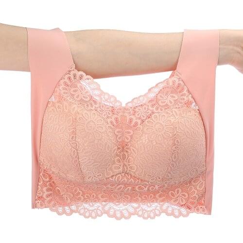 Meizimei Wire Free Lace Bras for Women Plus Size Vest Lingerie Thin Cup Brassiere Eveyday Wear