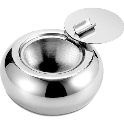 Ashtray fashion stainless steel ashtray Automotive sealing a cap dust windproof ashtray Smoking Ash Tray tray storage plate