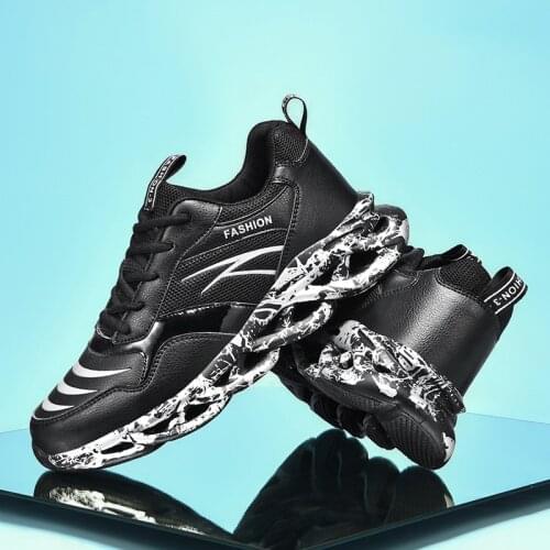 PULOMIES Men Tennis Shoes Casual Sneakers PU Sport Running Shoes Men Cool Designer Male Blade Platform Training Walking Shoes 39