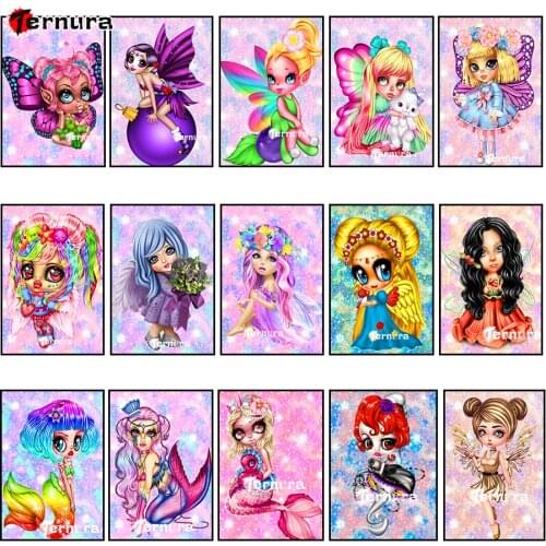 5D Diamond painting set Cartoon girl Mosaic Fairy Mermaid Diamond Embroidery Cross stitch Rhinestone Cute girl child gift decor