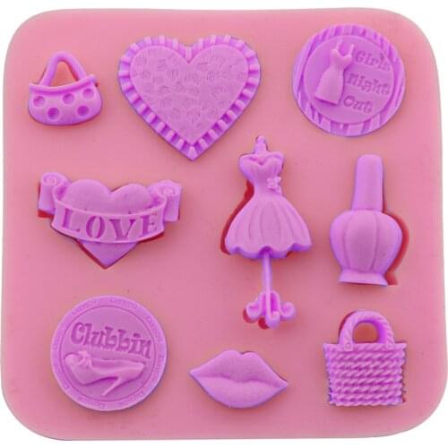 DIY baking kit bag high heels love womens fondant silicone cake mold chocolate mold handmade decoration