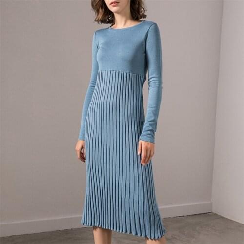 Mazefeng New 2020 Autumn Winter Women Dresses Solid Straight Fashionable Prairie Chic Elegant Casual Ladies Midi Dresses