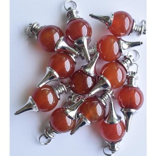 Wholesale 12pcs/lot fashion good quality natural red onyx ball charm pendants for necklaces jewelry making free shipping
