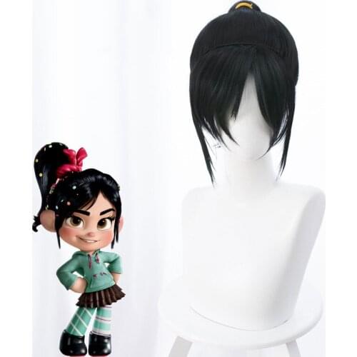 Invincible Destruction King 2 Yuni Luopu Black High Ponytail Cos Anime Wig Anime Cosplay Game Perform Double Fluffy Wig 32CM COS