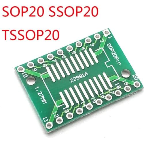 SOP20 SSOP20 TSSOP20 SMD to DIP IC Adapter Converter Socket Board Module Adapters Plate 0.65mm 1.27mm Integrated Circuits