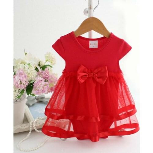 Girls Dress New 2018 Summer Baby Princess Dress Baby Bow Short-sleeved Mesh One-piece Romper Dress Toddler Dress