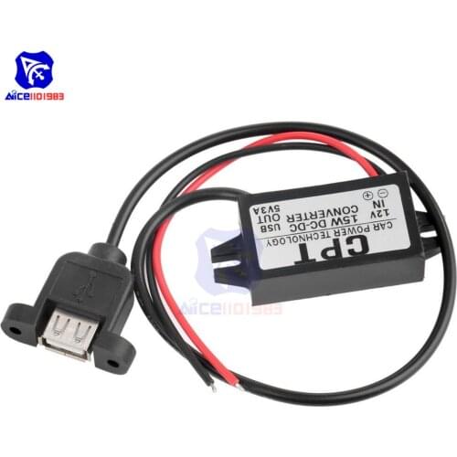 DC 12V to 5V 3A 15W Buck Converter Step Down Module Single Male USB Output Power Adapter for Car