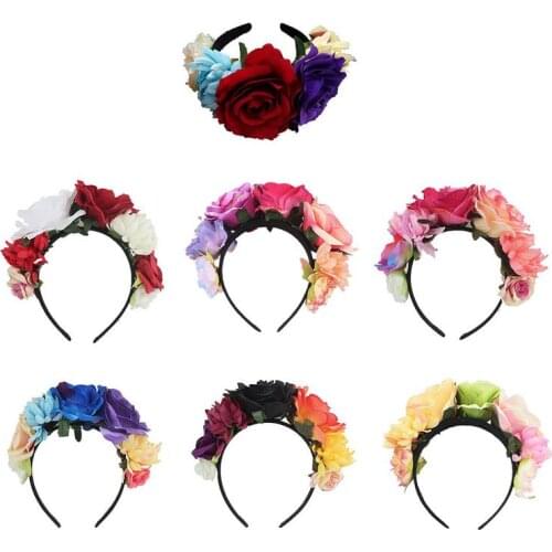 Rose Flower Bride Headband Bride Headdress Costume Crown Mexican Headpiece Wedding Decoration For Bride