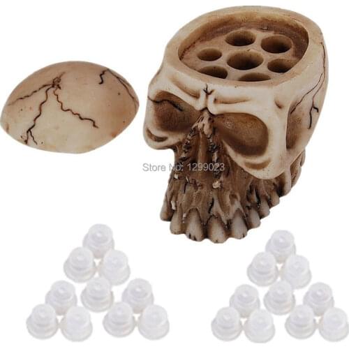 Pro Skull Style Tattoo Ink Cap Cup Holder Stand permanent tattoo ink cup accesories & 20Pcs Ink Caps Cups Kit free shipping