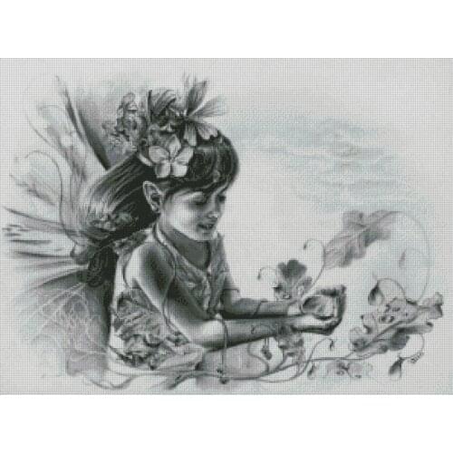 Needlework,14CT Counted Gathering dew girl For Embroidery,DIY Cross stitch kits,Arts People Pattern Cross-Stitching Decor