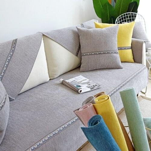 Chenille Sofa cushion New Solid Color four seasons universal fabric living room non-slip cushion full bag back towel Nordic sofa