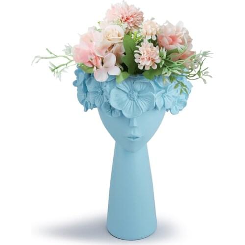 Cute Girl Head Shaped Cartoon Home Office Decoration Succulent Vase Flowers Pots