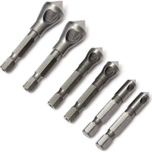 High Quality 6 X HSS Titanium Coated Countersink Deburring Drills Kit Chamfer Cutting Tools