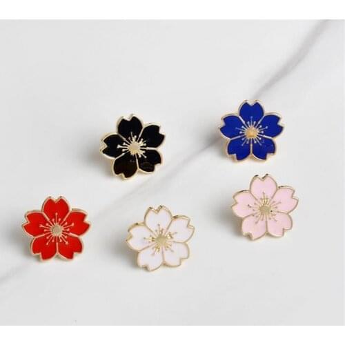 Blue White Pink Black Red 5 Colors Small Flowers Brooch Pin Needle Logo Bag Lace Clothing Ornaments Women Fashion Jewelry