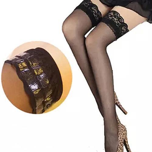 Women\s Sexy High Elasticity Lace Top Silicon Strap Anti-skid Thigh Nightclub Thin High Stockings