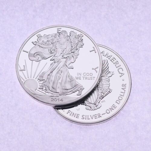 1 Oz 2014 American Eagle Sunshine Walking Liberty Silver Coin Silvering Brass Core Not Magnetic Collection Crafts