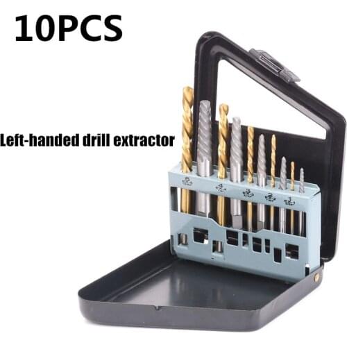 10pcs/set of screw extractor steel cobalt left hand drill bit broken bolt damaged screw extractor set damaged screw removal