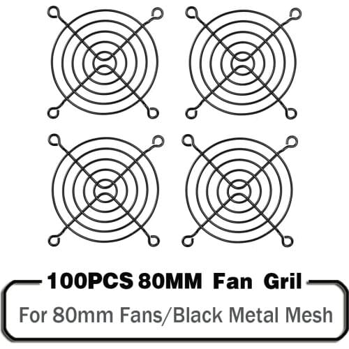 100 Pieces YOUNUON 80mm Black Fan Grills 80x80mm Metal Protector For 80mm Fans Computer Case Iron Mesh for Fan Protection