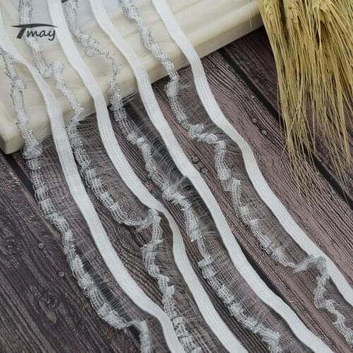 #1582 Silver Girls Dress skirt Ruffle Lace Trim 22mm(7/8") Elastic Bands Stretch Ribbon Rubber Baby Clothing NYLON FISHING CORD