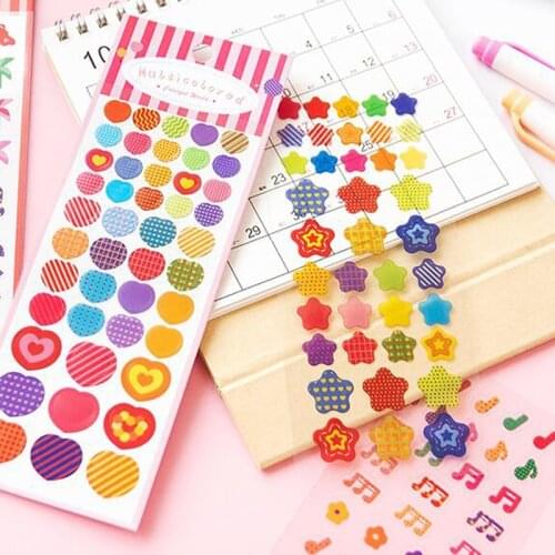 2 Sheets/Bag Colorful Little Stars and Hearts Decorative Bullet Stickers Diary Handbook Decoration