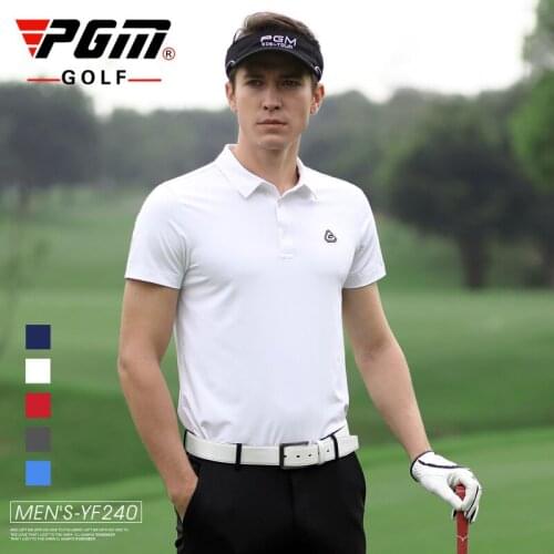 2020 PGM Summer Golf Apparel Men Golf T-Shirt Breathable Golf Short Sleeve T-Shirt Turn Down Collar Sportswear 5 Colors D9121