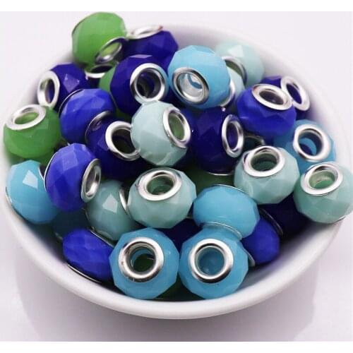 2020 New Cut 10Pcs Round Core Big Hole Faceted European Beads fit Pandora Bracelet Earring Curtains for DIY Jewelry Making