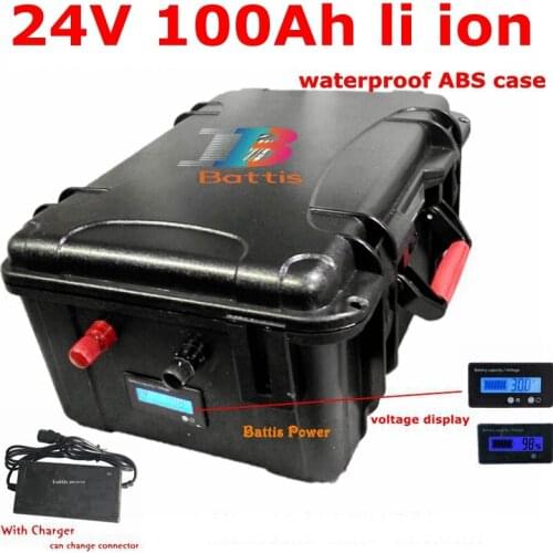 24V 100Ah Lithium ion battery BMS 3S with voltage percentage display for 2500W 2000W fishing boat trolling motor +10A Charger