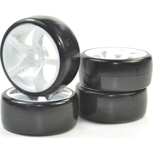 4PCS 1/10 5 Spoke RC Drift High Quality Plastic Wheels Tires Set 65mm rims For HSP HPI 9068-6081 RC Car Part