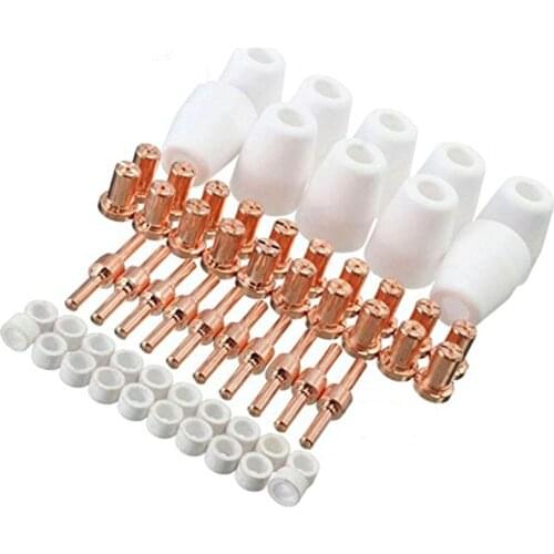 60 Pcs/Set Ceramic + red copper Air Plasma Cutting Cutter Consumables Extended TIP Nozzles Electrode for PT31 LG40 Torch CUT-50D