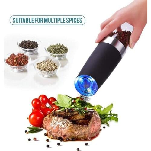 Automatic Electric Salt & Pepper Grinder Adjustable Coarseness Spice Herb Mill Grinding Shakers LED Light Spice Jar Kitchen Tool