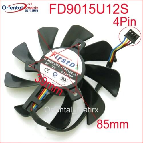 Free Shipping FD9015U12S 12V 0.55AMP 85mm VGA Fan For XFX 470P GPU Graphics Card Cooling Fan 4Pin