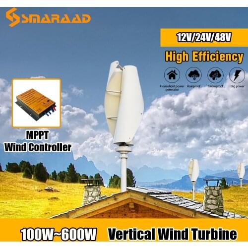 Big Sale Free Energy 300w 400w 600w Vertical Axis Wind Turbine Generator 12v 24v With MPPT Controller For Home And LED Light